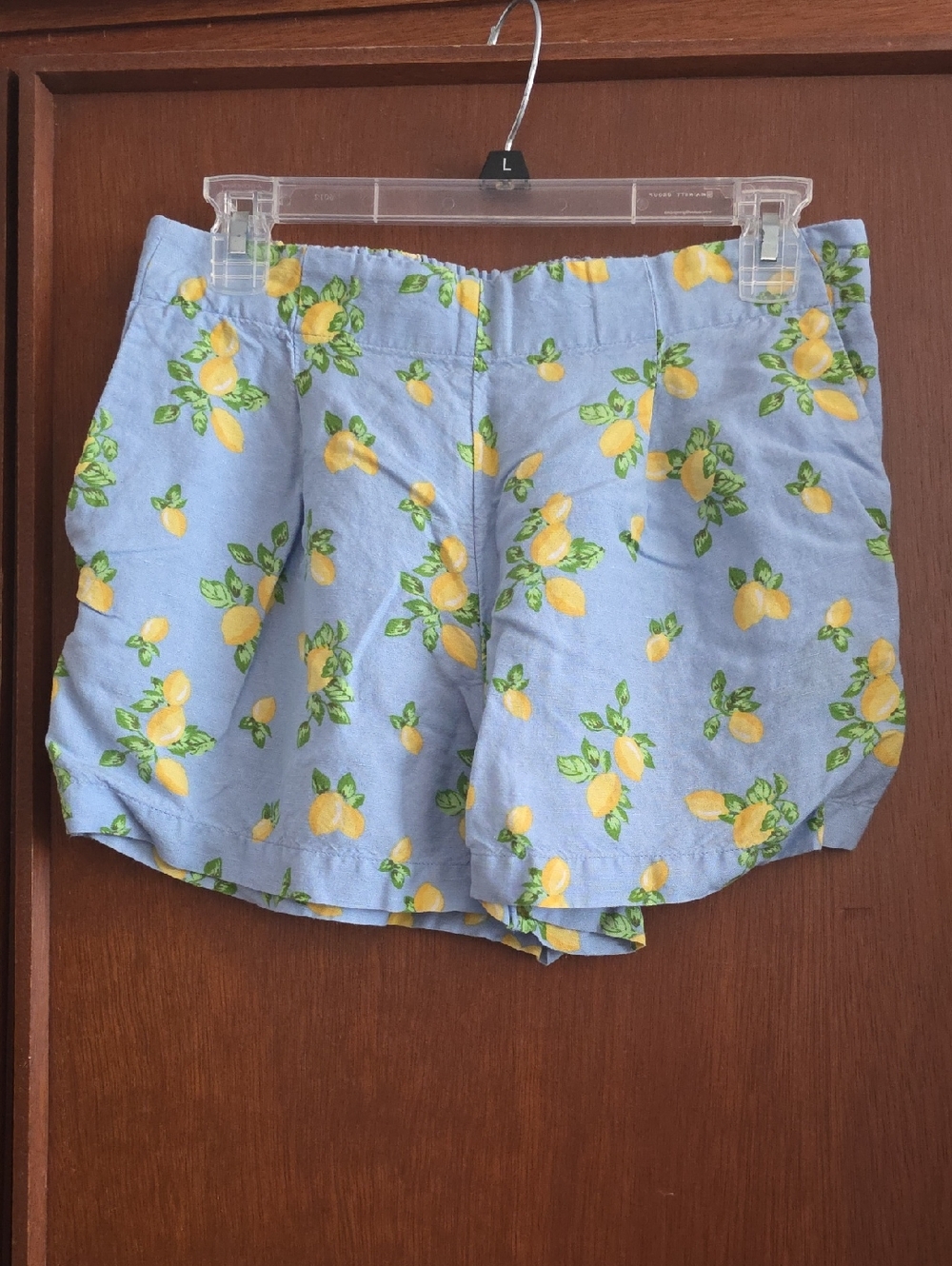 LOFT Light Blue Lemon-Print Linen Blend Shorts Sz S